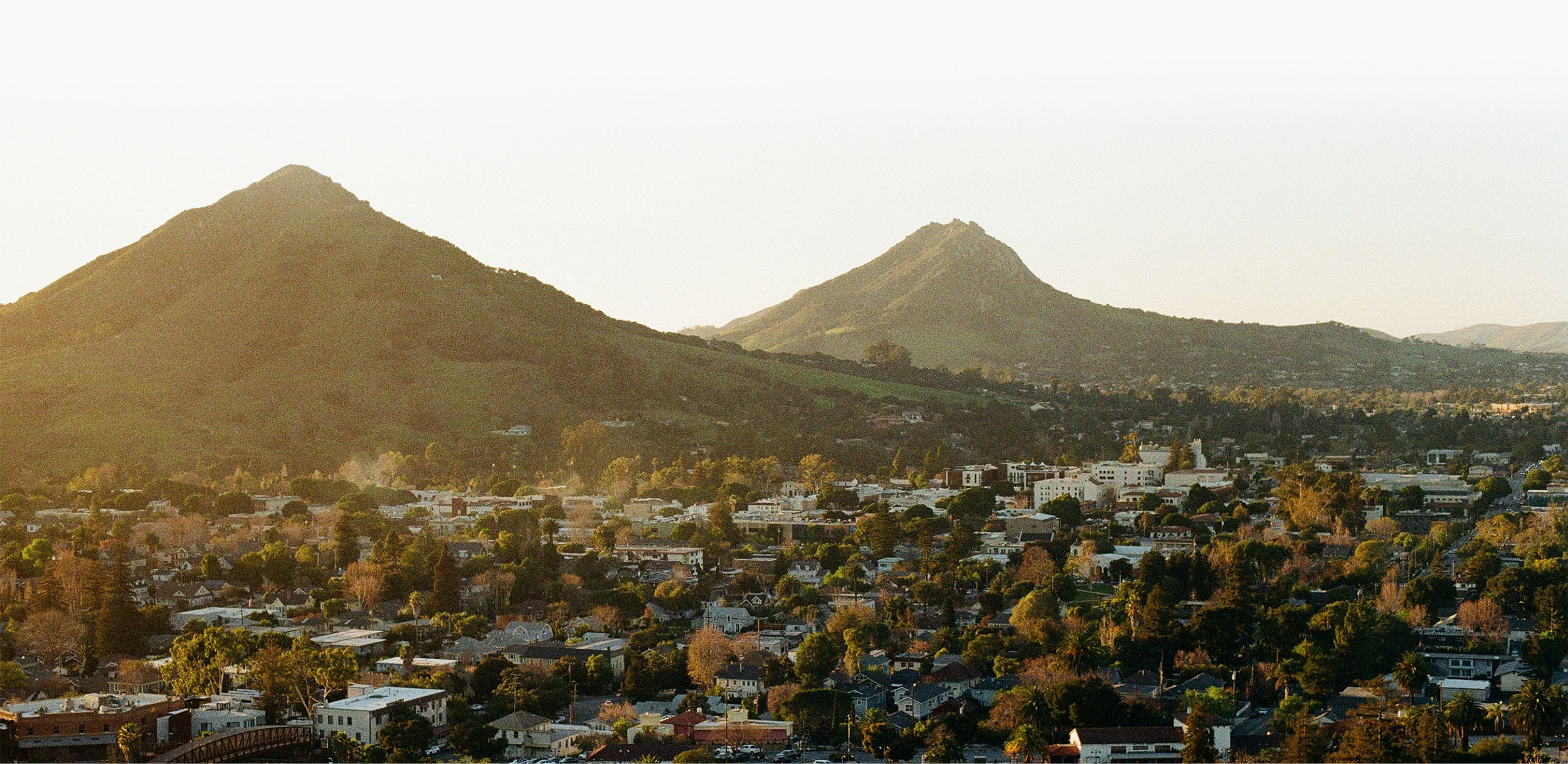 Aerial view of San Luis Obispo town at dawn